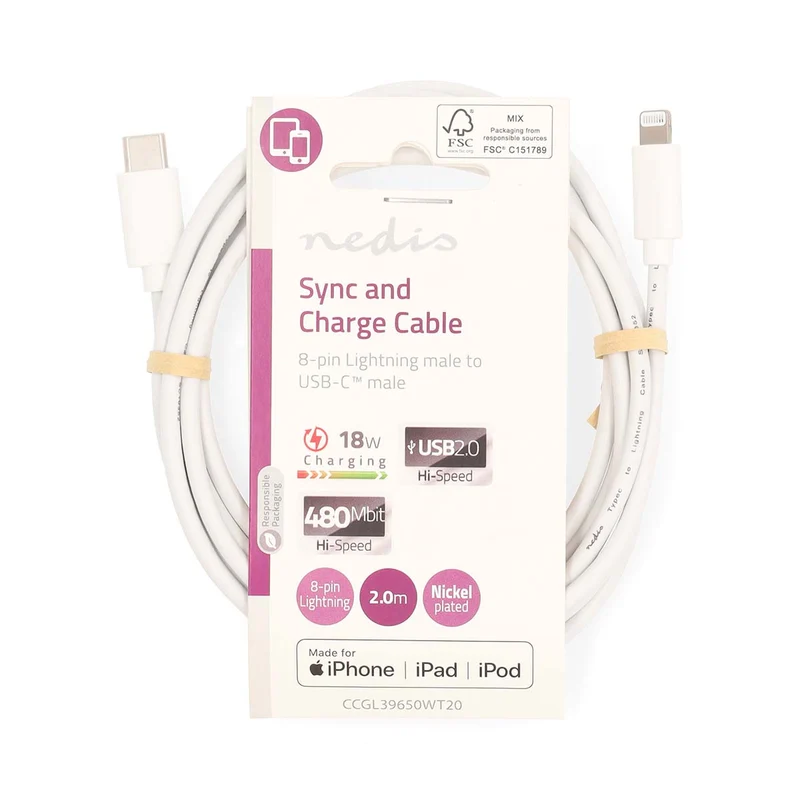 Lightning Kabel USB 2.0 - Apple Lightning 8-Pins - USB-C™ Male