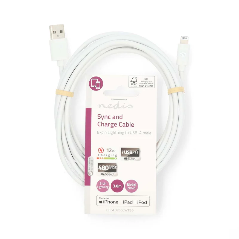 Lightning Kabel USB 2.0 - Apple Lightning 8-Pins - USB-A Male