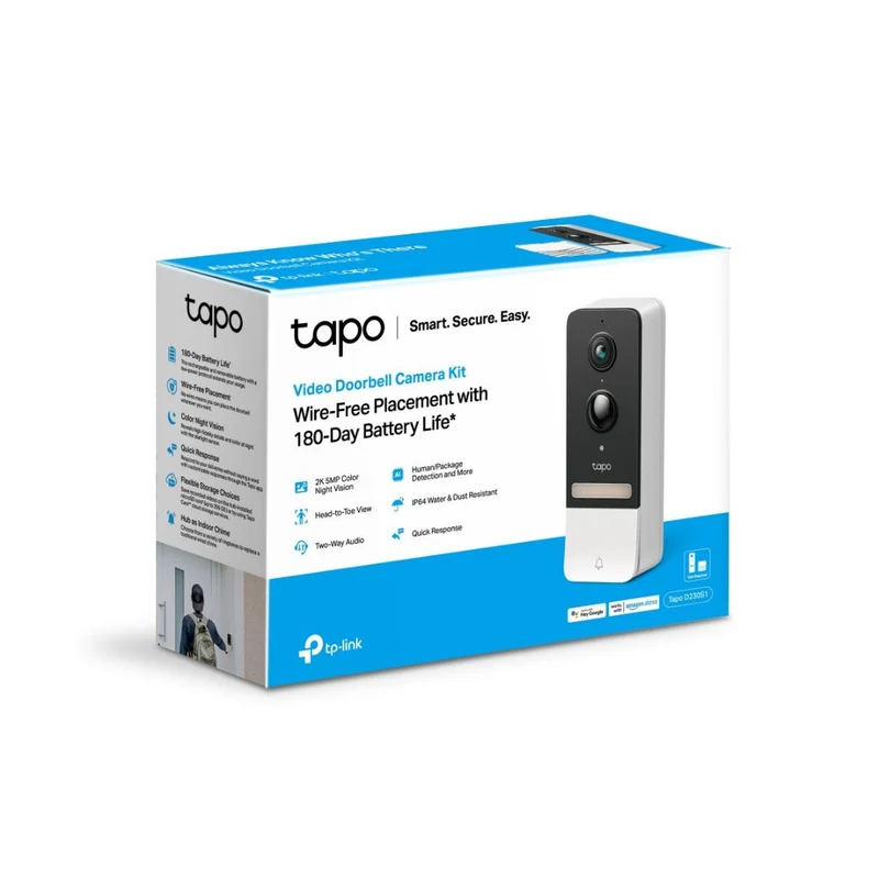 TP-Link TAPO D230S1 Kit Vídeo Porteiro Inteligente WiFi 2K 5MP a Bateria com Campainha