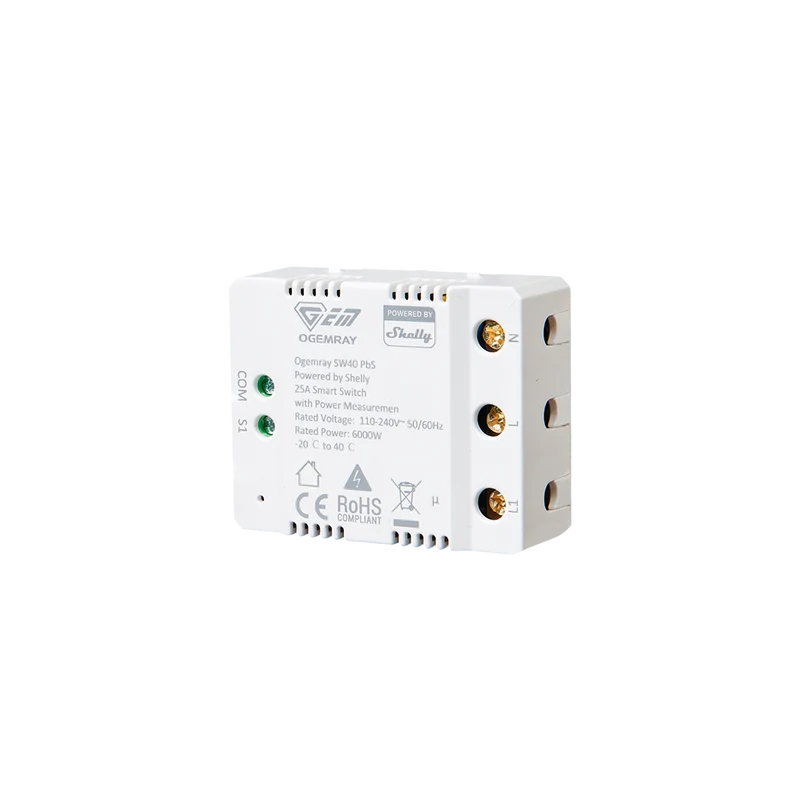 Ogemray Relé Inteligente 25A WiFi e Bluetooth - Powered by Shelly