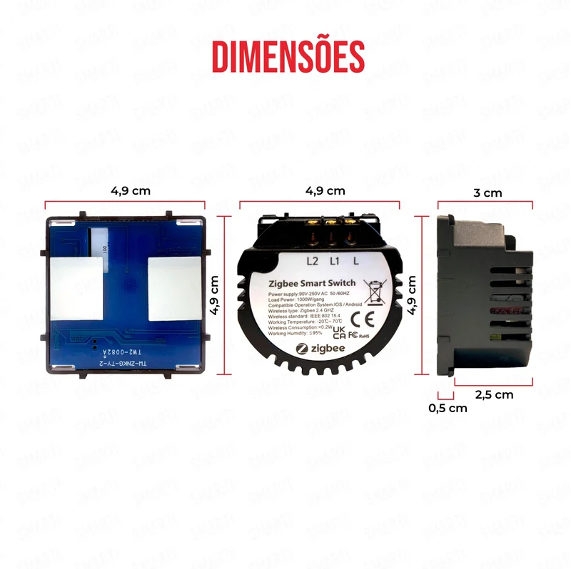 Smartify vPRO Módulo de 2 Canais Inteligente Zigbee (sem neutro) - SYPM02ZB