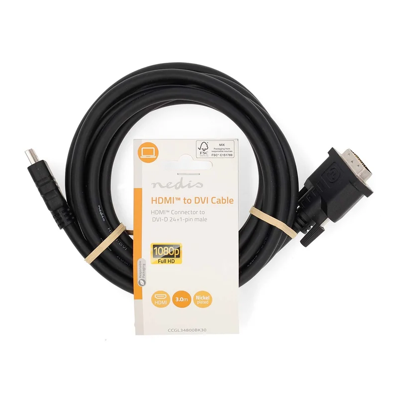 HDMI™ Kabel HDMI™ Connector - DVI-D 24+1-Pins Male - 1080p