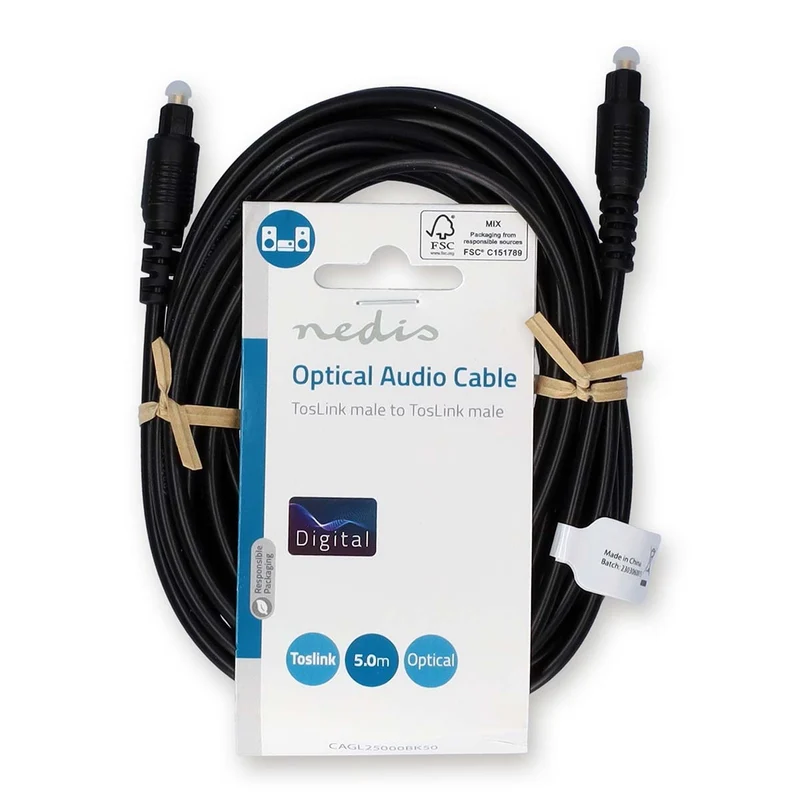 Optische Audiokabel TosLink Male - TosLink Male - Rond