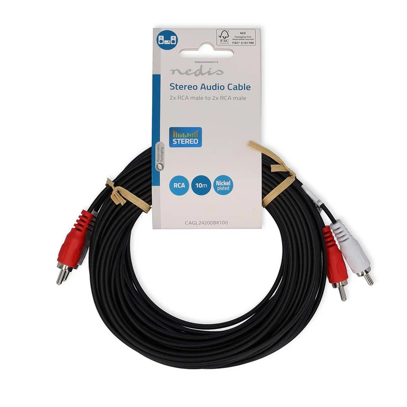 Stereo-Audiokabel 2x RCA Male - 2x RCA Male - Vernikkeld