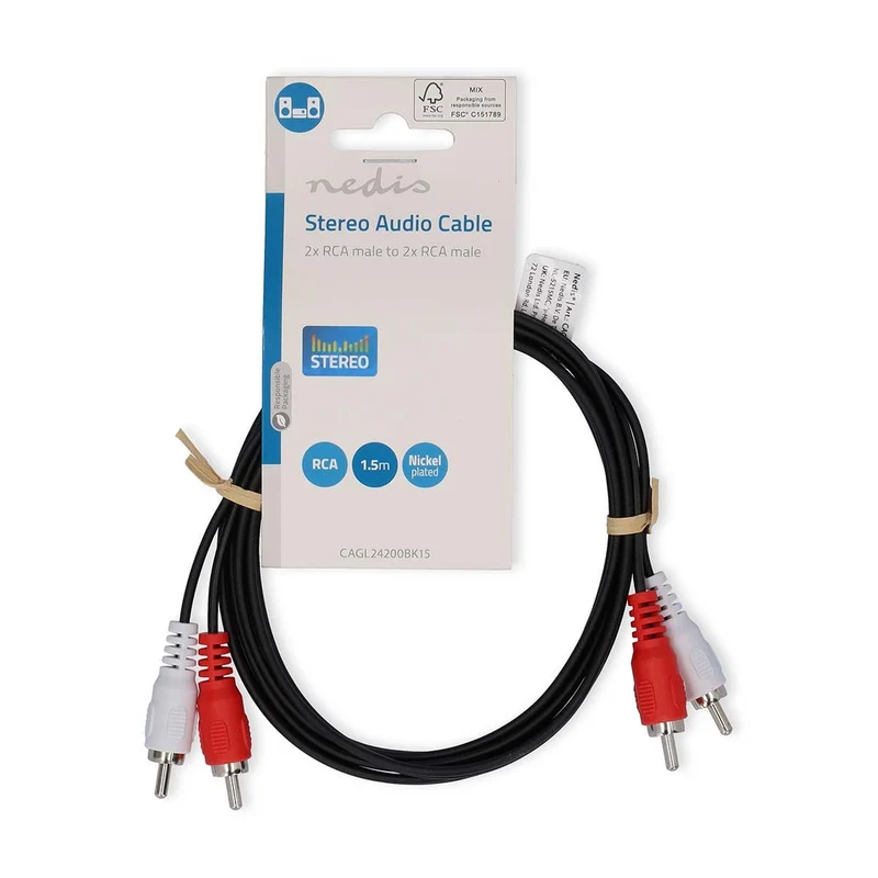 Stereo-Audiokabel 2x RCA Male - 2x RCA Male - Vernikkeld