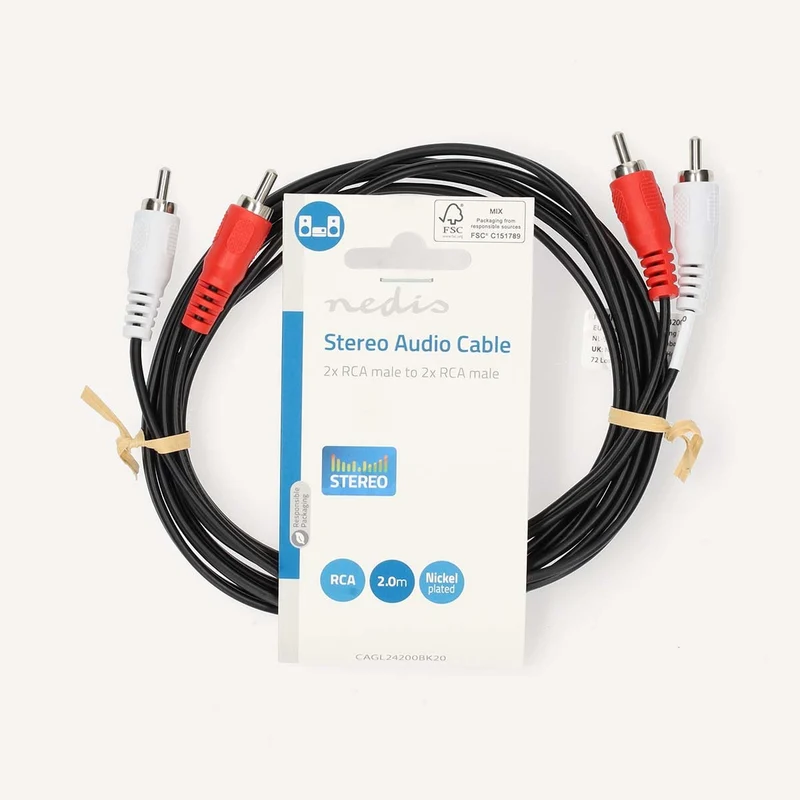Stereo-Audiokabel 2x RCA Male - 2x RCA Male - Vernikkeld