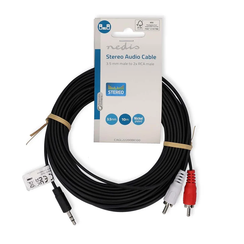 Stereo-Audiokabel 3,5 mm Male - 2x RCA Male - Vernikkeld