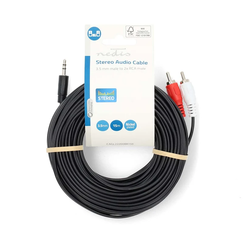 Stereo-Audiokabel 3,5 mm Male - 2x RCA Male - Vernikkeld