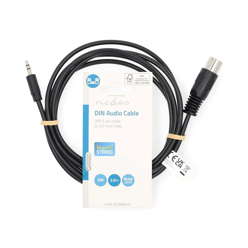 DIN-Audiokabel DIN 5-Pins Male - 3,5 mm Male - Vernikkeld