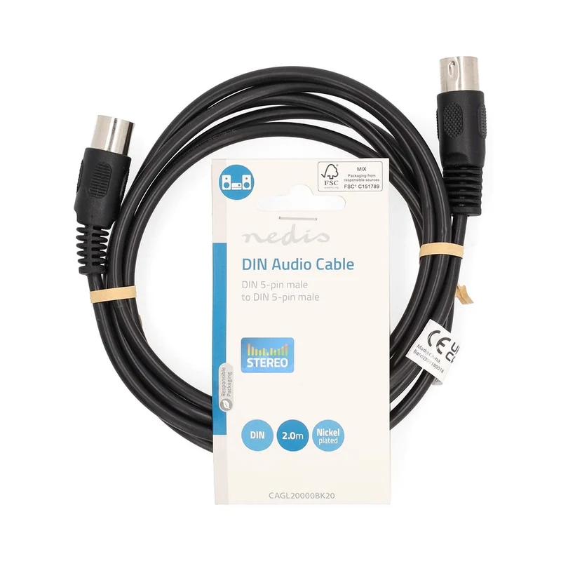 DIN-Audiokabel DIN 5-Pins Male - DIN 5-Pins Male - Vernikkeld