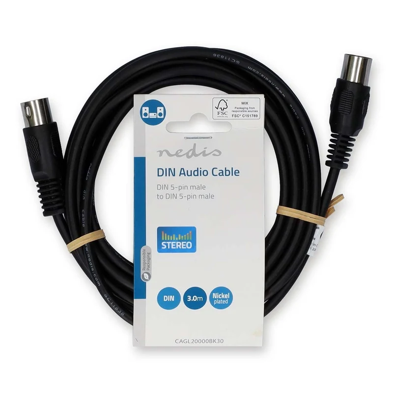DIN-Audiokabel DIN 5-Pins Male - DIN 5-Pins Male - Vernikkeld
