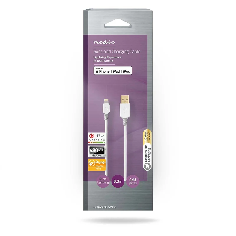Lightning Kabel USB 2.0 - Apple Lightning 8-Pins - USB-A Male