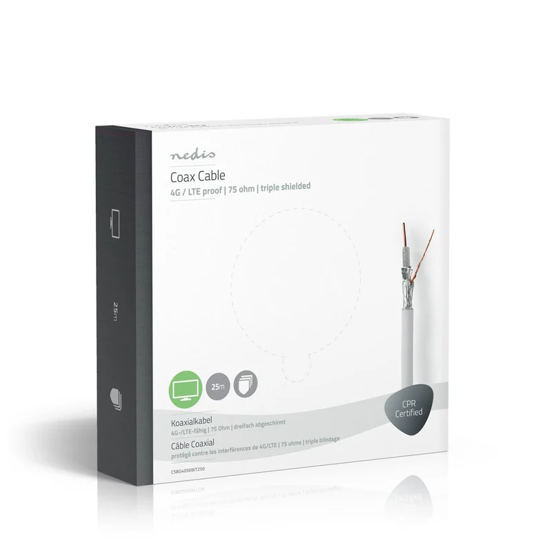 Coaxkabel op Haspel 4G / LTE Secure - 75 Ohm - Drievoudig Afgeschermd