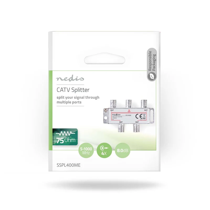 CATV-Splitter 5 - 1000 MHz - Tussenschakeldemping: 4.2 dB - 75 Ohm