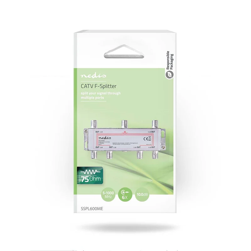 CATV-Splitter 5 - 1000 MHz - Tussenschakeldemping: 4.2 dB - 75 Ohm