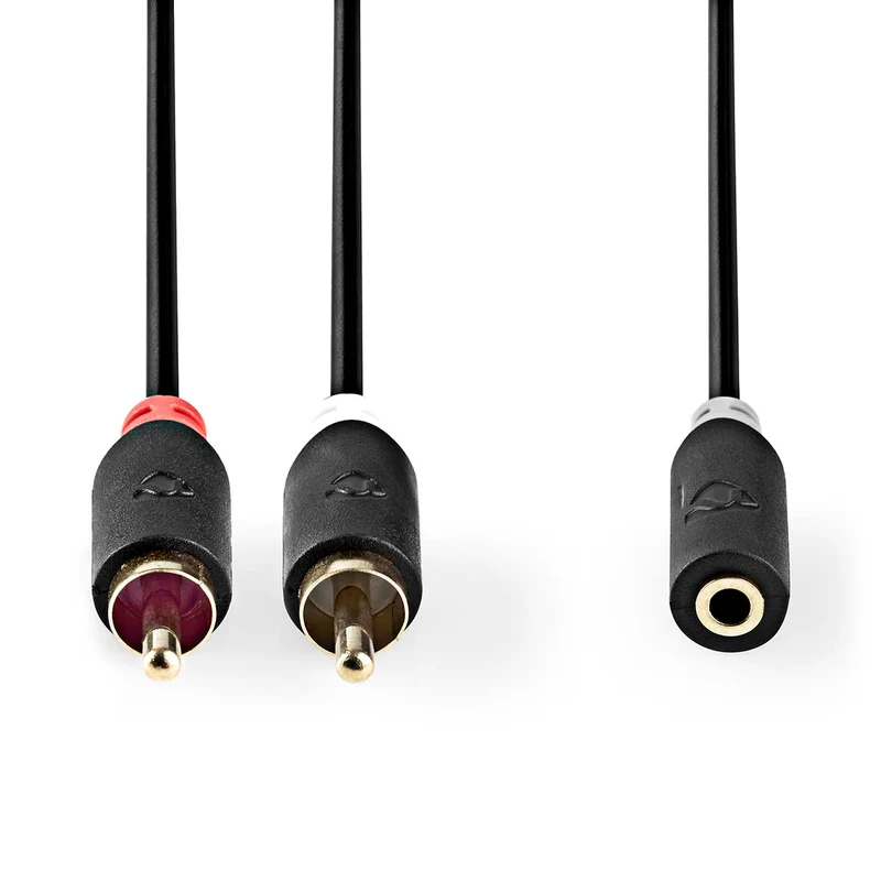 Stereo-Audiokabel 2x RCA Male - 3,5 mm Female - Verguld