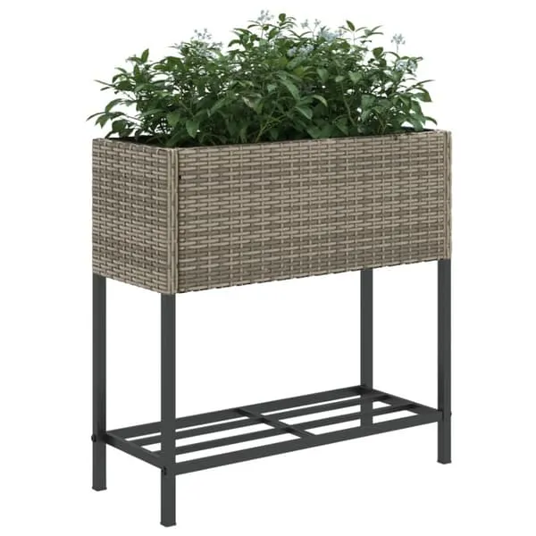 Raised Garden Beds With Shelf, 2 pcs, Grey