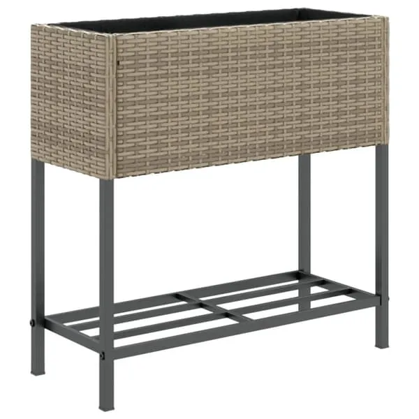 Raised Garden Beds With Shelf, 2 pcs, Grey
