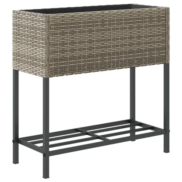 Raised Garden Beds With Shelf, 2 pcs, Grey