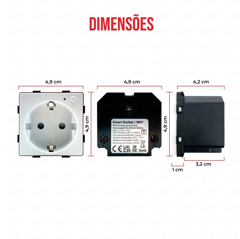 Smartify vPRO Módulo Tomada Inteligente Wifi c/ Medidor de Energia Branco - SYPMTEWFBR