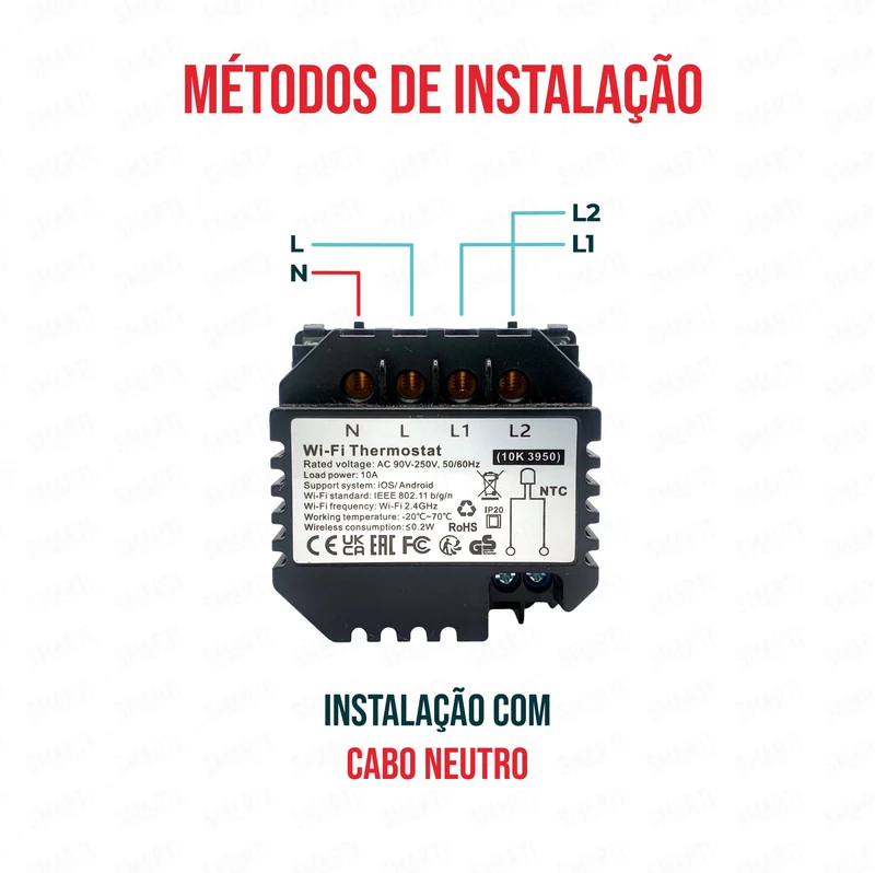 Smartify vPRO Módulo Termóstato piso Radiante c/ Circulação de Águas Inteligente Wifi Branco - SYPMTTAWFBR