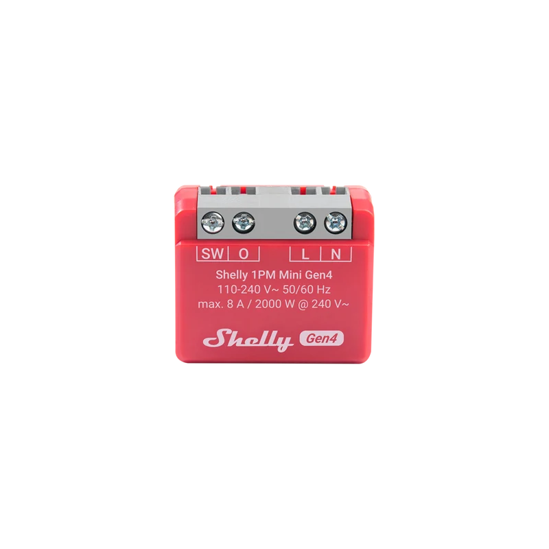 Shelly 1PM Gen4 Mini - Módulo para Interruptor 1 botão ou Portão de Garagem 8A WiFi/BT/Zigbee