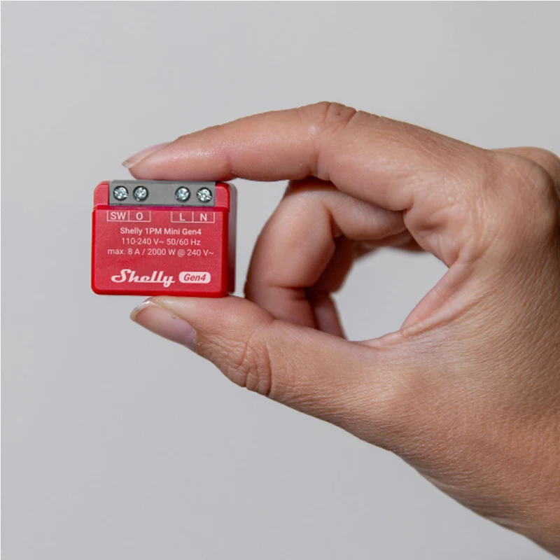Shelly 1PM Gen4 Mini - Módulo para Interruptor 1 botão ou Portão de Garagem 8A WiFi/BT/Zigbee