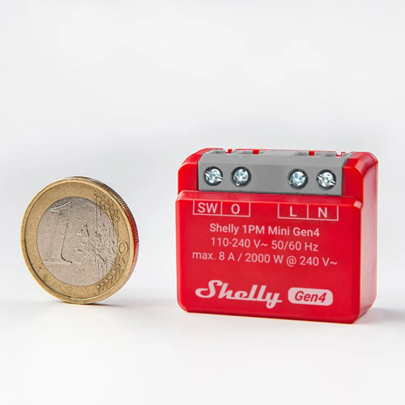 Shelly 1PM Gen4 Mini - Módulo para Interruptor 1 botão ou Portão de Garagem 8A WiFi/BT/Zigbee