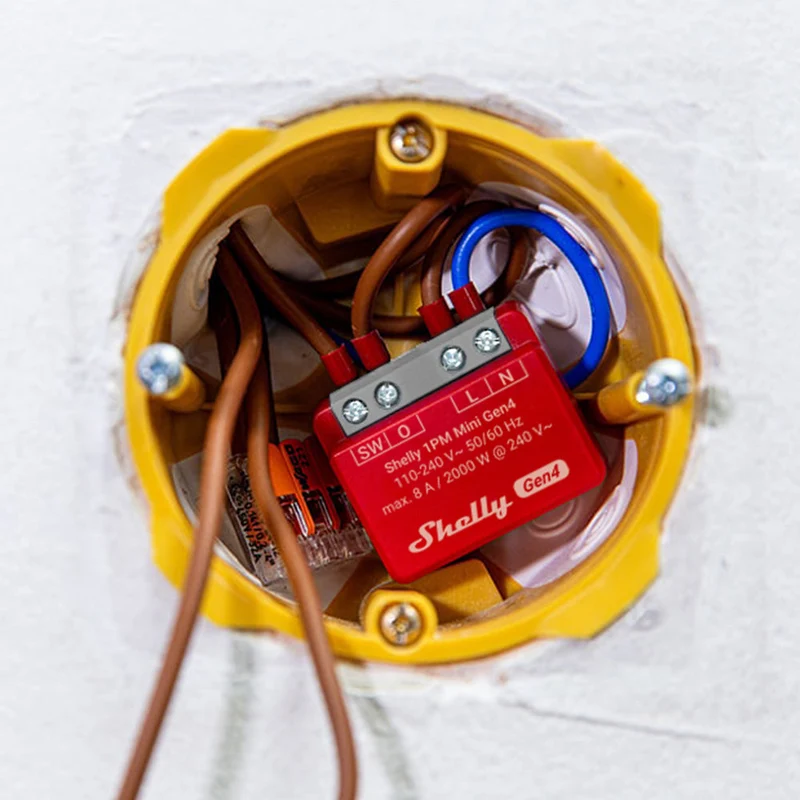 Shelly 1PM Gen4 Mini - Módulo para Interruptor 1 botão ou Portão de Garagem 8A WiFi/BT/Zigbee