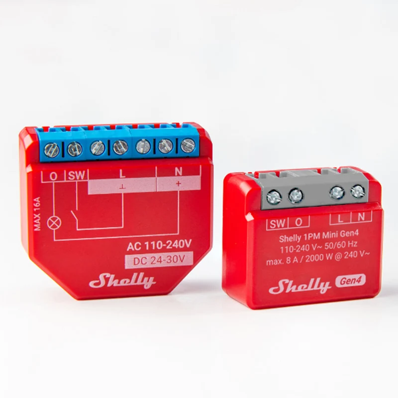 Shelly 1PM Gen4 Mini - Módulo para Interruptor 1 botão ou Portão de Garagem 8A WiFi/BT/Zigbee