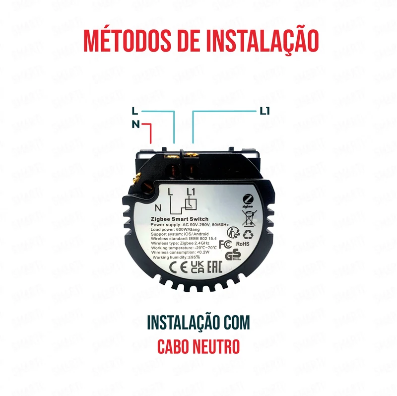 Smartify vPRO Módulo de 1 Canal Inteligente Zigbee (com neutro) - SYPM01ZBN