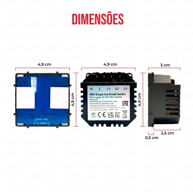 Smartify vPRO Módulo de 2 Canais Inteligente WiFi (com/sem neutro) - SYPM02WF