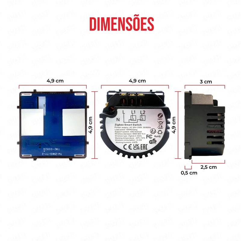 Smartify vPRO Módulo de 2 Canais Inteligente Zigbee (com neutro) - SYPM02ZBN