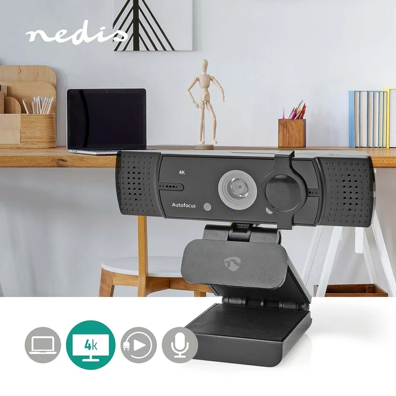 Webcam Full HD@60fps / 4K@30fps - Automatische Scherpstelling - Ingebouwde Microfoon