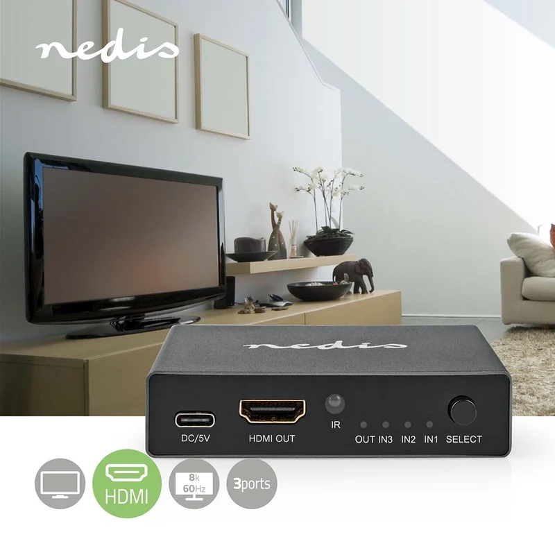HDMI™-Switch 3 poort(en) - 3x HDMI™ Input - 1x HDMI™ Output
