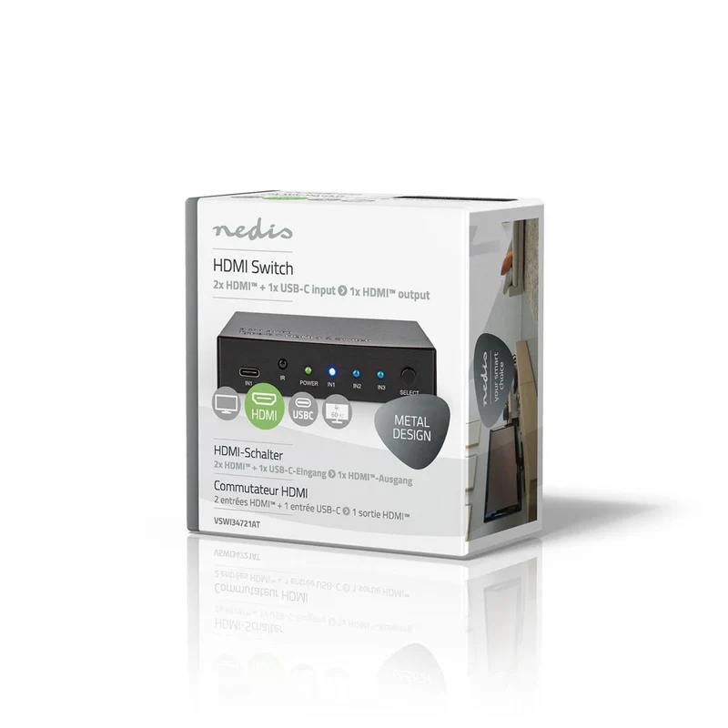 HDMI™-Switch 3 poort(en) - 1x USB-C™ / 2x HDMI™ Input - 1x HDMI™ Output