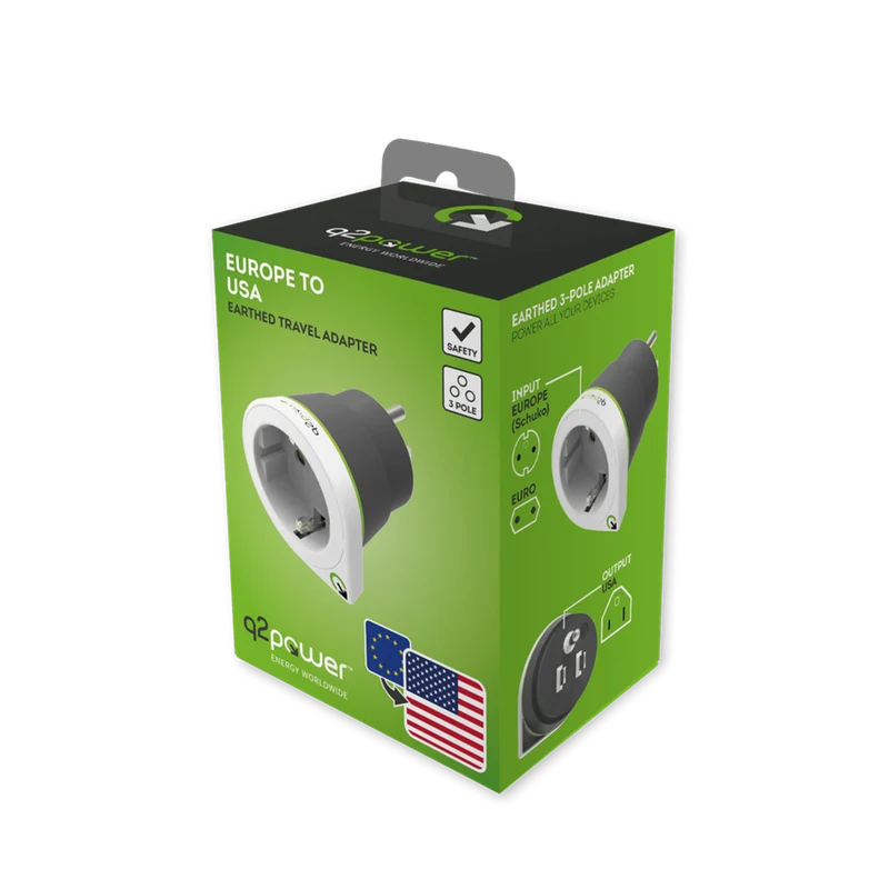 Q2Power Europe to USA rejseadapter