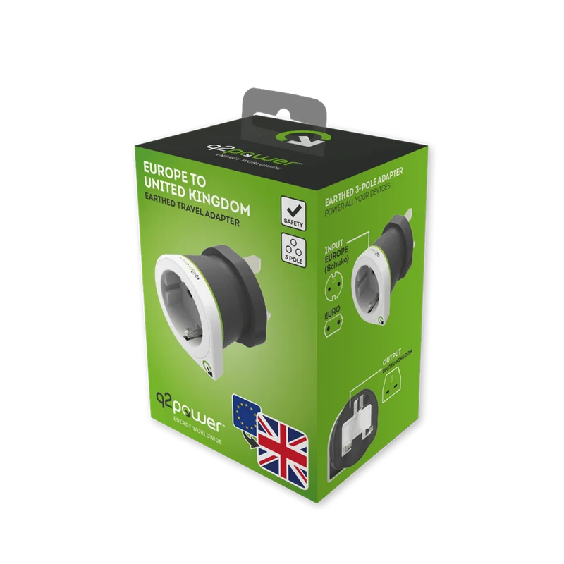 Q2Power Europe to United Kingdom (UK) rejseadapter