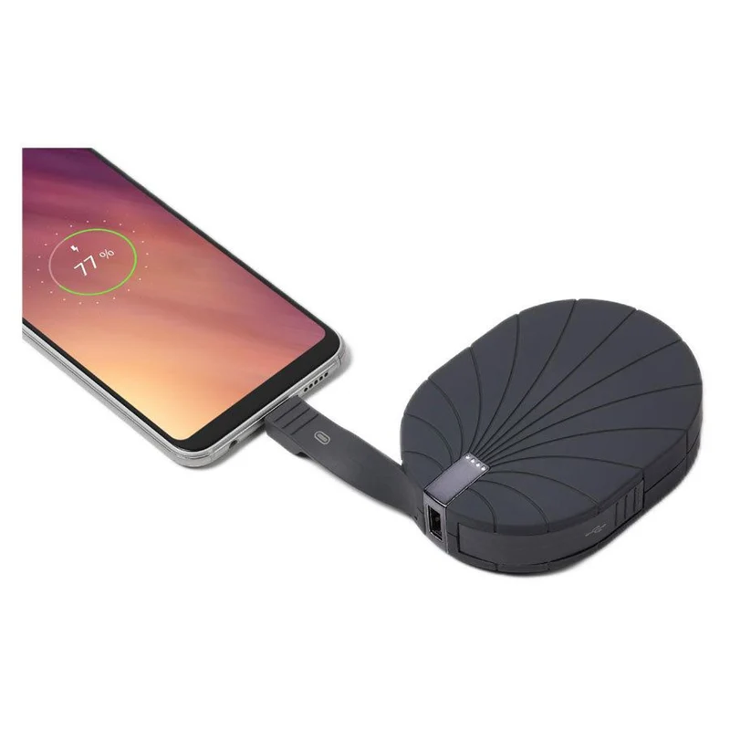 Lexon Bali 10000 mAh powerbank m. indbygget USB-C og USB-A kabel, Sort