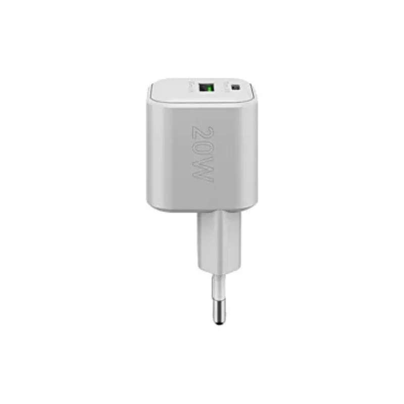 Goobay Carregador GaN 1×USB-A QC + 1×USB-C PD (20W) em Branco – 65865