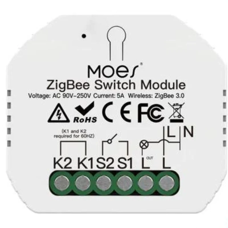 Moes Módulo Interruptor de Luz Inteligente 1 canal Sem Neutro - Smart Zigbee + RF433