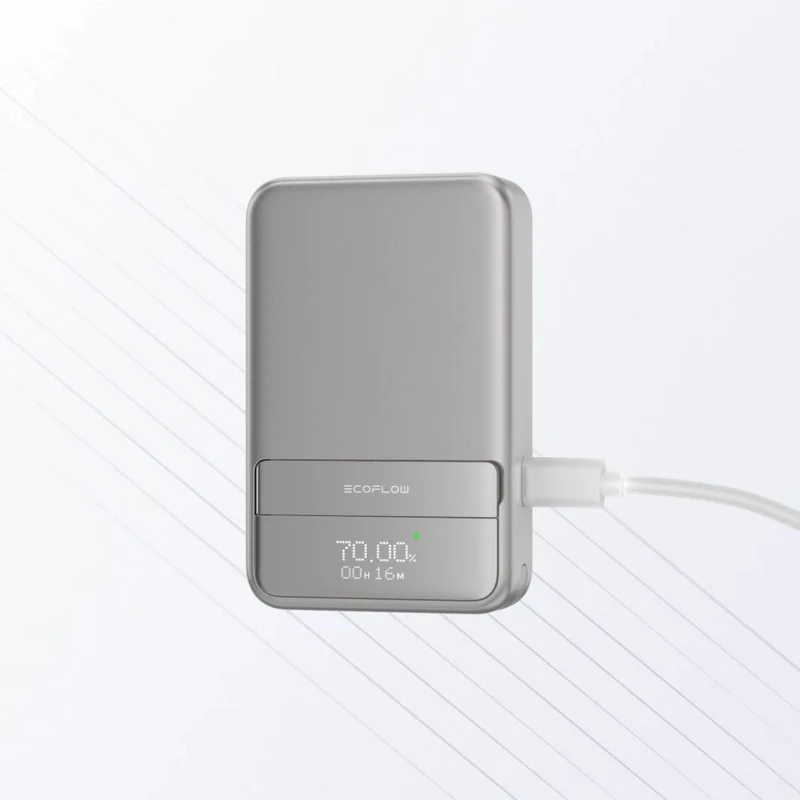 Ecoflow RAPID Magnetic Powerbank 5000mAh em Prateado - Powerbank Magnética