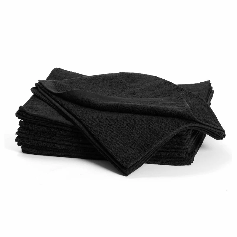 Towel black 34x82 cm 12-pack