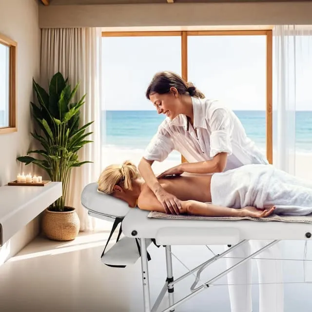 Tectake 3-Zone Massage Table with 5cm Padding and Aluminum Frame
