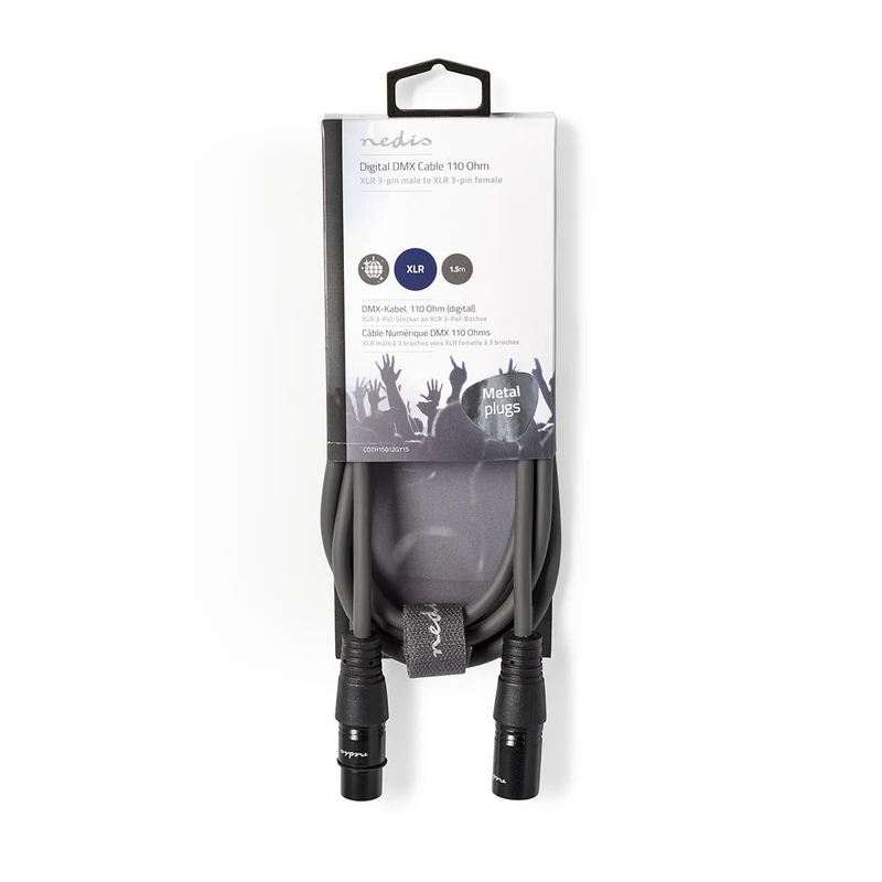 DMX-Adapterkabel XLR 3-Pins Male - XLR 3-Pins Female - Vernikkeld