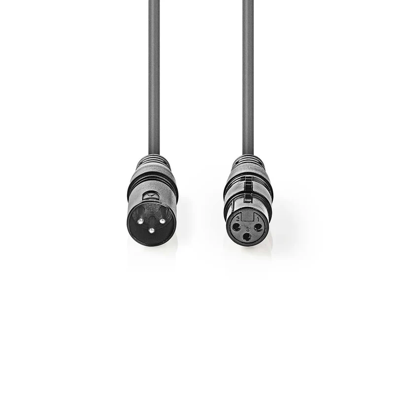 DMX-Adapterkabel XLR 3-Pins Male - XLR 3-Pins Female - Vernikkeld