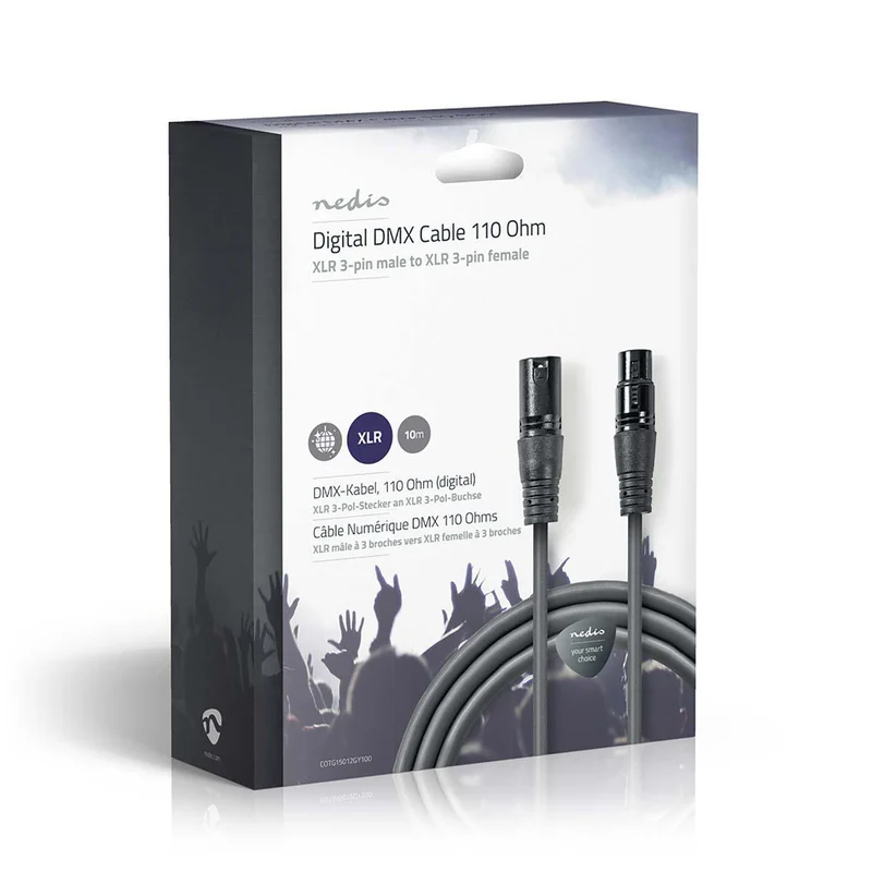 DMX-Adapterkabel XLR 3-Pins Male - XLR 3-Pins Female - Vernikkeld