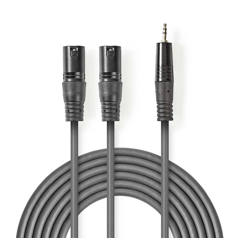 Gebalanceerde Audiokabel 2x XLR 3-Pins Male - 3,5 mm Male - Vernikkeld
