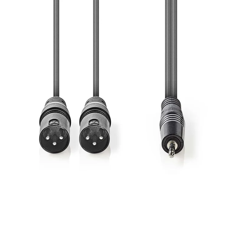 Gebalanceerde Audiokabel 2x XLR 3-Pins Male - 3,5 mm Male - Vernikkeld