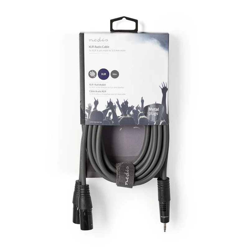 Gebalanceerde Audiokabel 2x XLR 3-Pins Male - 3,5 mm Male - Vernikkeld